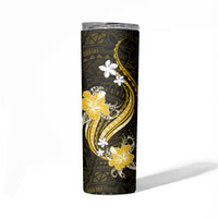 Gold Polynesian Pattern With Tropical Flowers Skinny Tumbler LT05 - Polynesian Pride