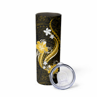 Gold Polynesian Pattern With Tropical Flowers Skinny Tumbler LT05 - Polynesian Pride