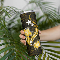 Gold Polynesian Pattern With Tropical Flowers Skinny Tumbler LT05 - Polynesian Pride