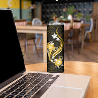 Gold Polynesian Pattern With Tropical Flowers Skinny Tumbler LT05 - Polynesian Pride
