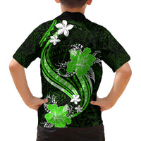 Green Polynesian Pattern With Tropical Flowers Family Matching Summer Maxi Dress and Hawaiian Shirt LT05 - Polynesian Pride