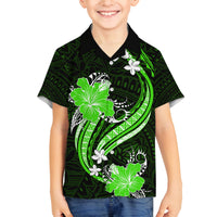 Green Polynesian Pattern With Tropical Flowers Family Matching Tank Maxi Dress and Hawaiian Shirt LT05 Son's Shirt Green - Polynesian Pride