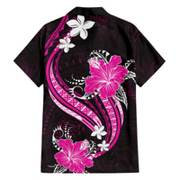 Pink Polynesian Pattern With Tropical Flowers Family Matching Off Shoulder Long Sleeve Dress and Hawaiian Shirt LT05 - Polynesian Pride