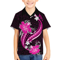 Pink Polynesian Pattern With Tropical Flowers Family Matching Summer Maxi Dress and Hawaiian Shirt LT05 Son's Shirt Pink - Polynesian Pride