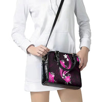Pink Polynesian Pattern With Tropical Flowers Shoulder Handbag LT05 - Polynesian Pride