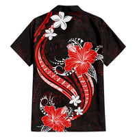 Red Polynesian Pattern With Tropical Flowers Family Matching Off Shoulder Short Dress and Hawaiian Shirt LT05 - Polynesian Pride