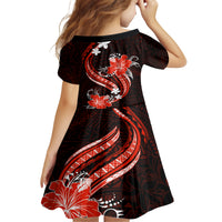 Red Polynesian Pattern With Tropical Flowers Family Matching Summer Maxi Dress and Hawaiian Shirt LT05 - Polynesian Pride
