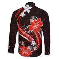 Red Polynesian Pattern With Tropical Flowers Family Matching Summer Maxi Dress and Hawaiian Shirt LT05 - Polynesian Pride