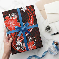 Red Polynesian Pattern With Tropical Flowers Wrapping Paper - Polynesian Pride