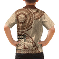 Samoa Siapo Pattern Simple Style Family Matching Short Sleeve Bodycon Dress and Hawaiian Shirt LT05 - Polynesian Pride