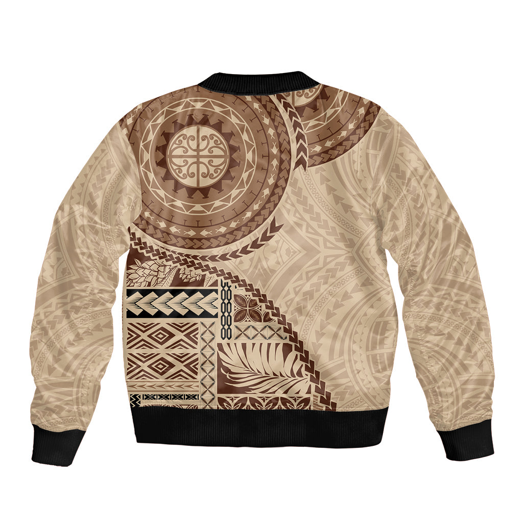 Samoa Siapo Pattern Simple Style Sleeve Zip Bomber Jacket LT05 - Polynesian Pride