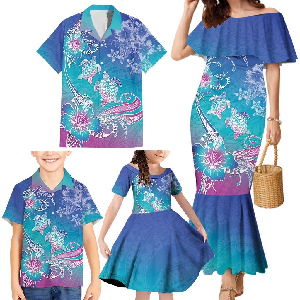 Polynesia Sea Turtle Couple Family Matching Mermaid Dress and Hawaiian Shirt Love Is Life LT05 - Polynesian Pride
