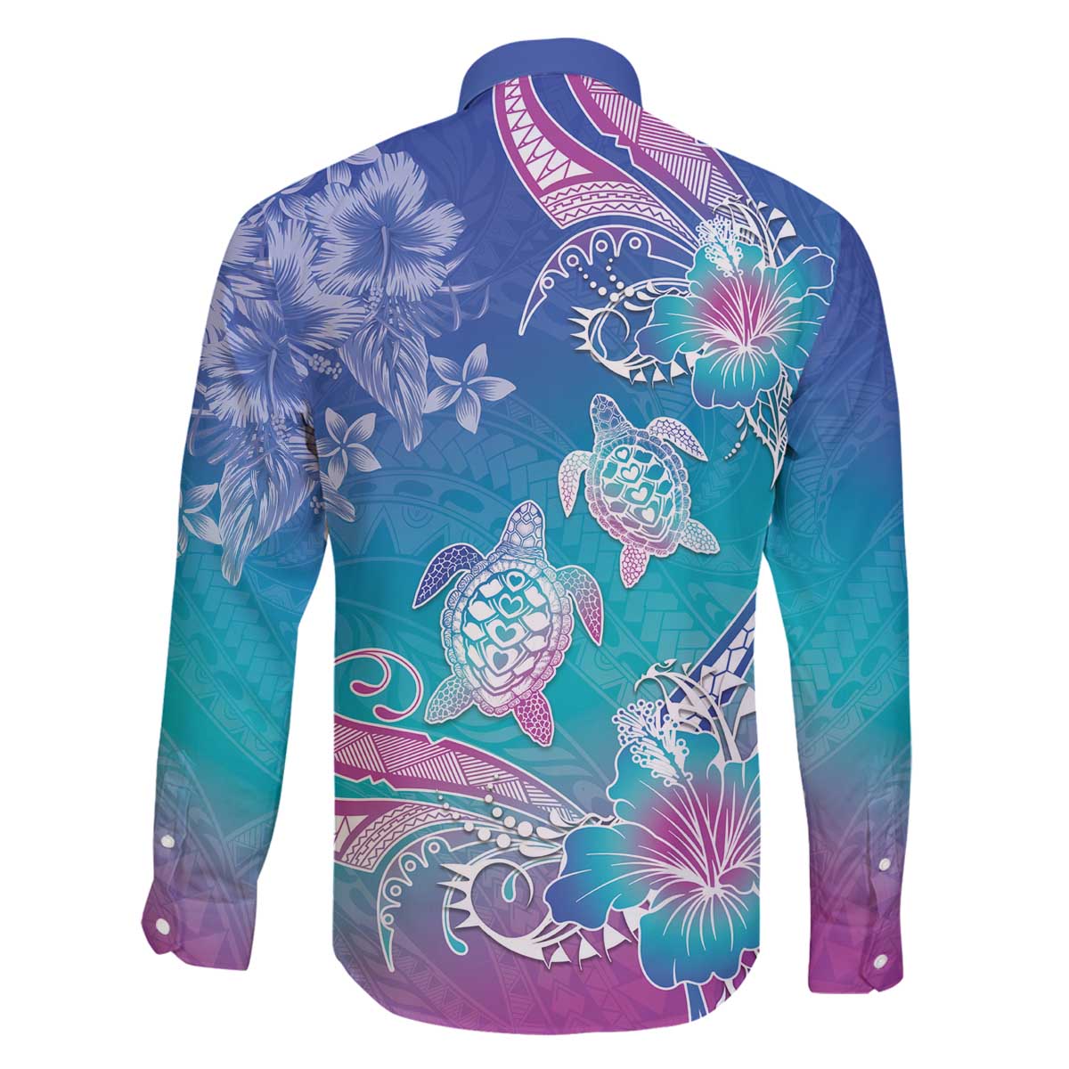 Polynesia Sea Turtle Couple Family Matching Off The Shoulder Long Sleeve Dress and Hawaiian Shirt Love Is Life LT05 - Polynesian Pride