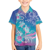 Polynesia Sea Turtle Couple Family Matching Off The Shoulder Long Sleeve Dress and Hawaiian Shirt Love Is Life LT05 - Polynesian Pride