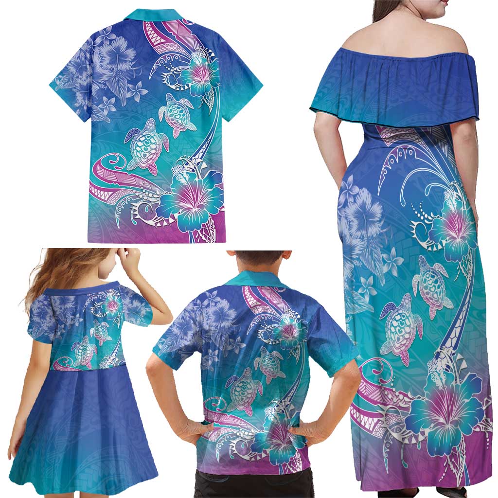 Polynesia Sea Turtle Couple Family Matching Off Shoulder Maxi Dress and Hawaiian Shirt Love Is Life LT05 - Polynesian Pride