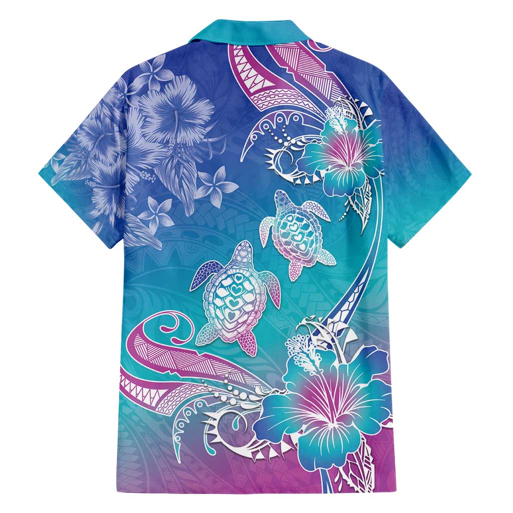 Polynesia Sea Turtle Couple Family Matching Off Shoulder Short Dress and Hawaiian Shirt Love Is Life LT05 - Polynesian Pride