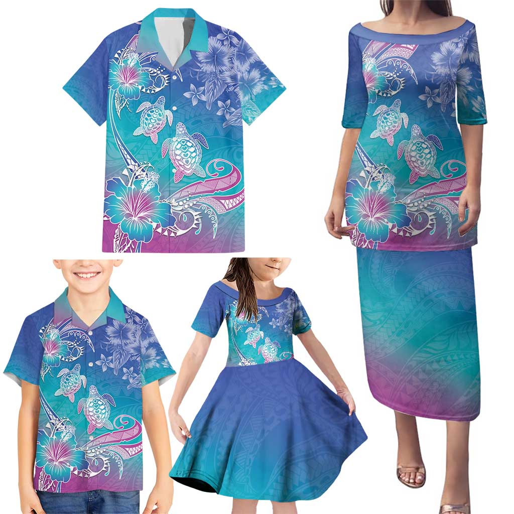 Polynesia Sea Turtle Couple Family Matching Puletasi and Hawaiian Shirt Love Is Life LT05 - Polynesian Pride