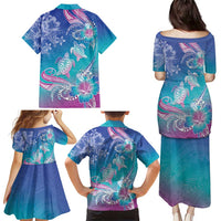 Polynesia Sea Turtle Couple Family Matching Puletasi and Hawaiian Shirt Love Is Life LT05 - Polynesian Pride