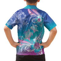 Polynesia Sea Turtle Couple Family Matching Short Sleeve Bodycon Dress and Hawaiian Shirt Love Is Life LT05 - Polynesian Pride