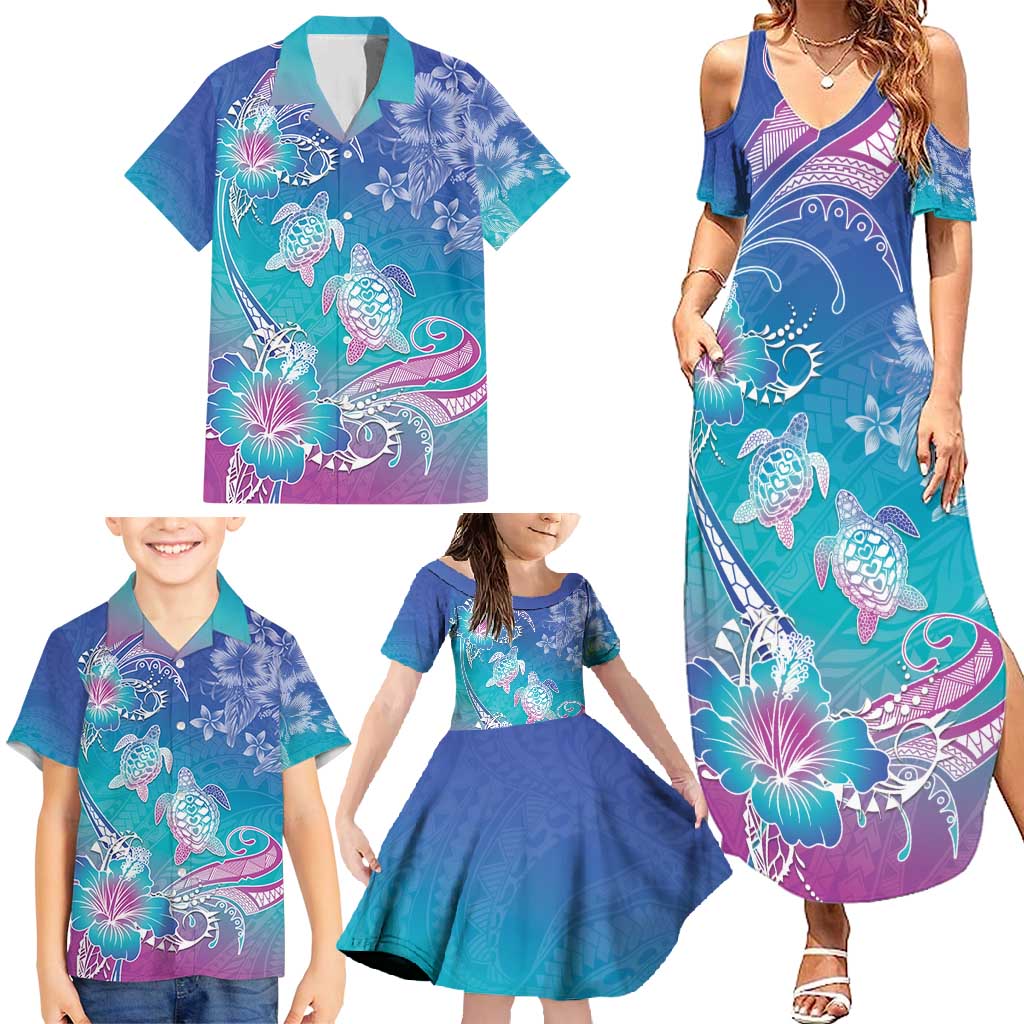 Polynesia Sea Turtle Couple Family Matching Summer Maxi Dress and Hawaiian Shirt Love Is Life LT05 - Polynesian Pride