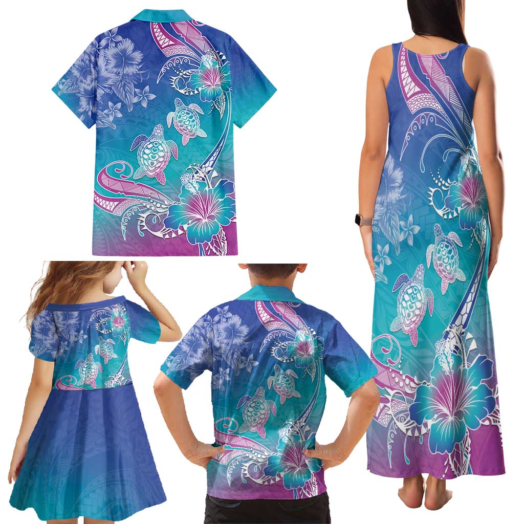 Polynesia Sea Turtle Couple Family Matching Tank Maxi Dress and Hawaiian Shirt Love Is Life LT05 - Polynesian Pride