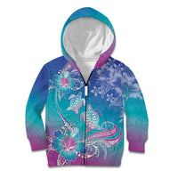 Polynesia Sea Turtle Couple Kid Hoodie Love Is Life LT05 Zip Hoodie Blue - Polynesian Pride
