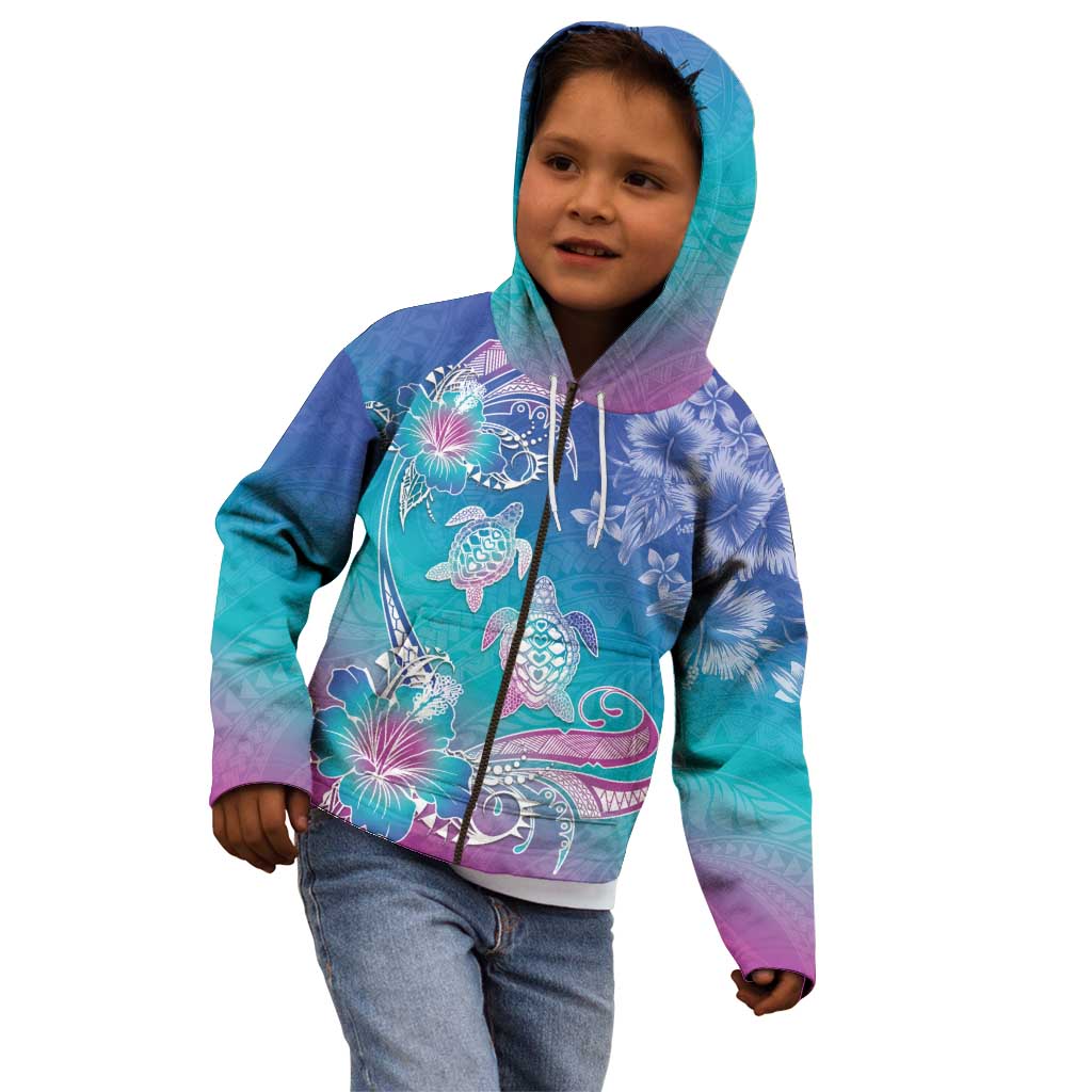 Polynesia Sea Turtle Couple Kid Hoodie Love Is Life LT05 - Polynesian Pride