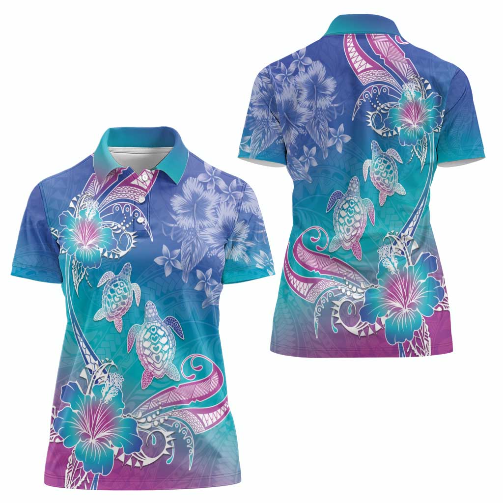 Polynesia Sea Turtle Couple Women Polo Shirt Love Is Life