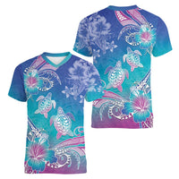 Polynesia Sea Turtle Couple Women V-Neck T-Shirt Love Is Life LT05 - Polynesian Pride