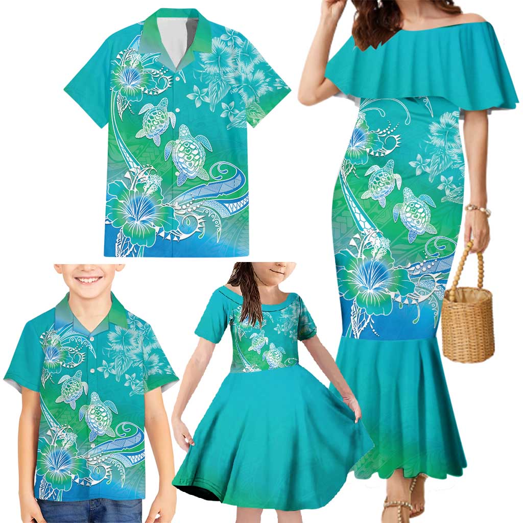 Polynesia Sea Turtle Couple Family Matching Mermaid Dress and Hawaiian Shirt I Am Turtley In Love With You LT05 - Polynesian Pride