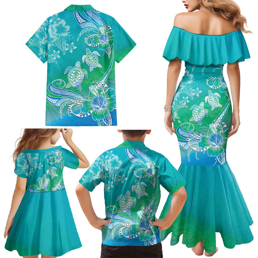 Polynesia Sea Turtle Couple Family Matching Mermaid Dress and Hawaiian Shirt I Am Turtley In Love With You LT05 - Polynesian Pride