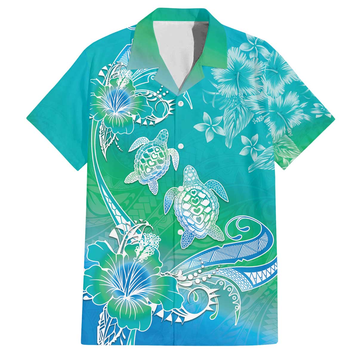 Polynesia Sea Turtle Couple Family Matching Off The Shoulder Long Sleeve Dress and Hawaiian Shirt I Am Turtley In Love With You LT05 - Polynesian Pride
