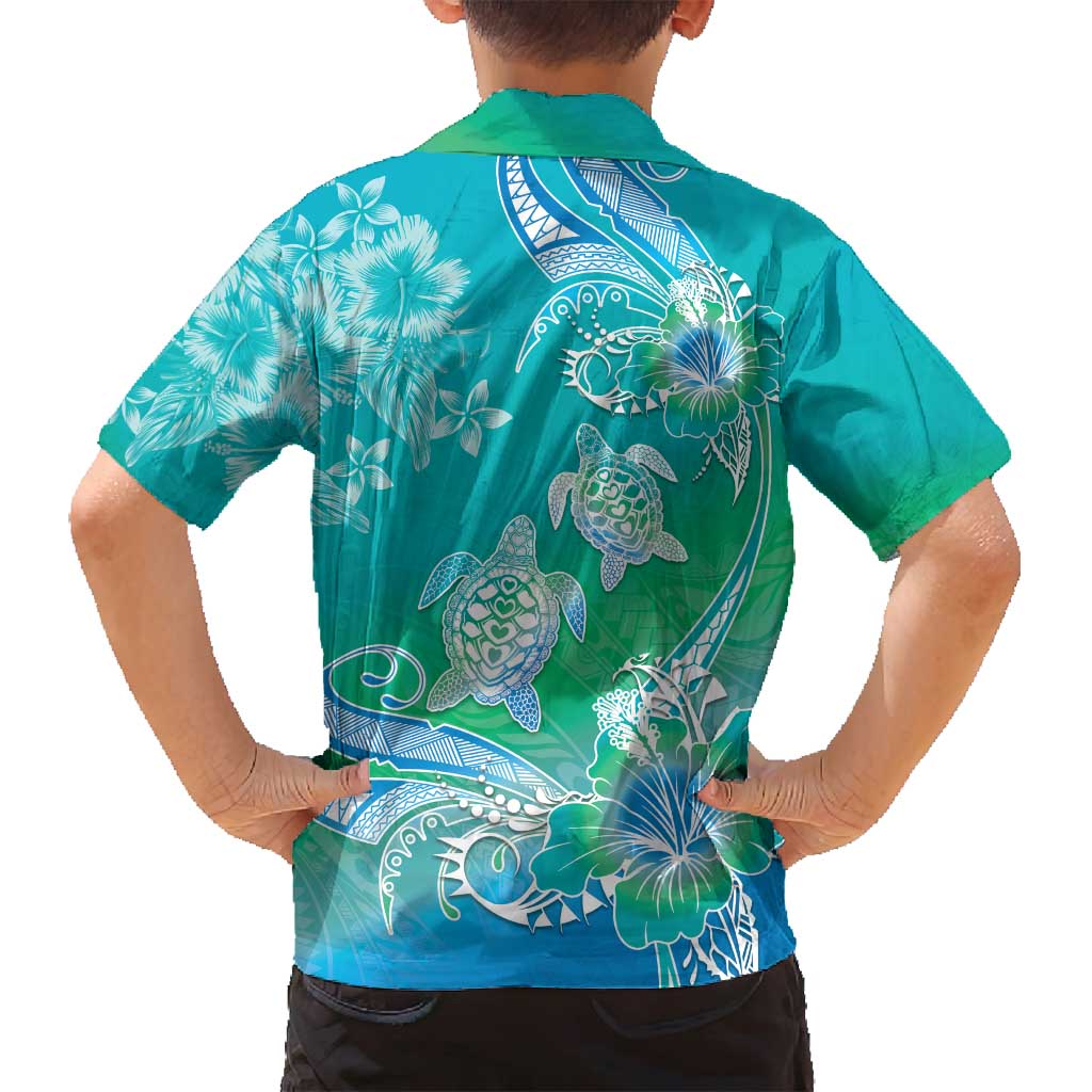 Polynesia Sea Turtle Couple Family Matching Off Shoulder Maxi Dress and Hawaiian Shirt I Am Turtley In Love With You LT05 - Polynesian Pride
