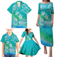 Polynesia Sea Turtle Couple Family Matching Puletasi and Hawaiian Shirt I Am Turtley In Love With You LT05 - Polynesian Pride
