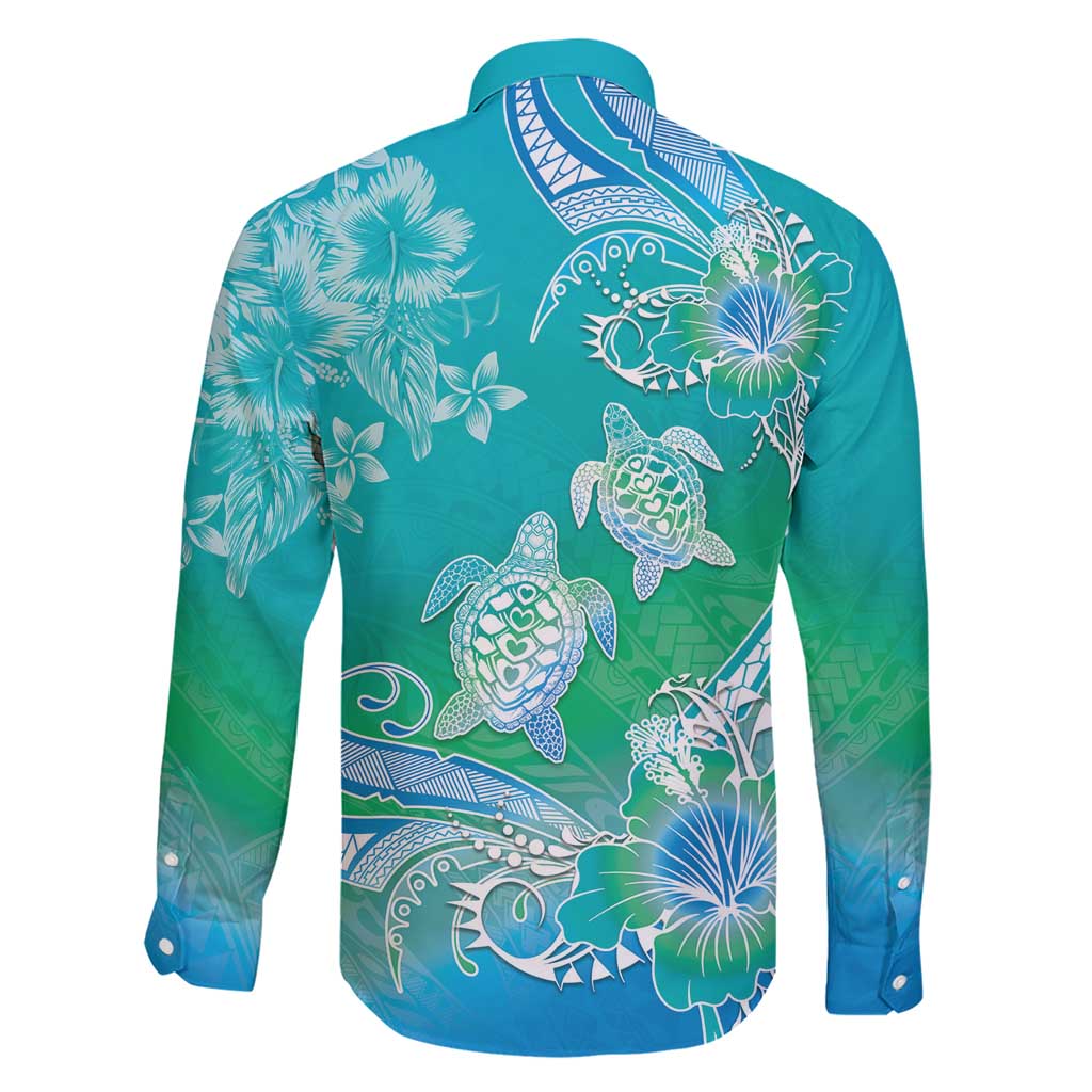 Polynesia Sea Turtle Couple Family Matching Short Sleeve Bodycon Dress and Hawaiian Shirt I Am Turtley In Love With You LT05 - Polynesian Pride
