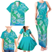 Polynesia Sea Turtle Couple Family Matching Tank Maxi Dress and Hawaiian Shirt I Am Turtley In Love With You LT05 - Polynesian Pride