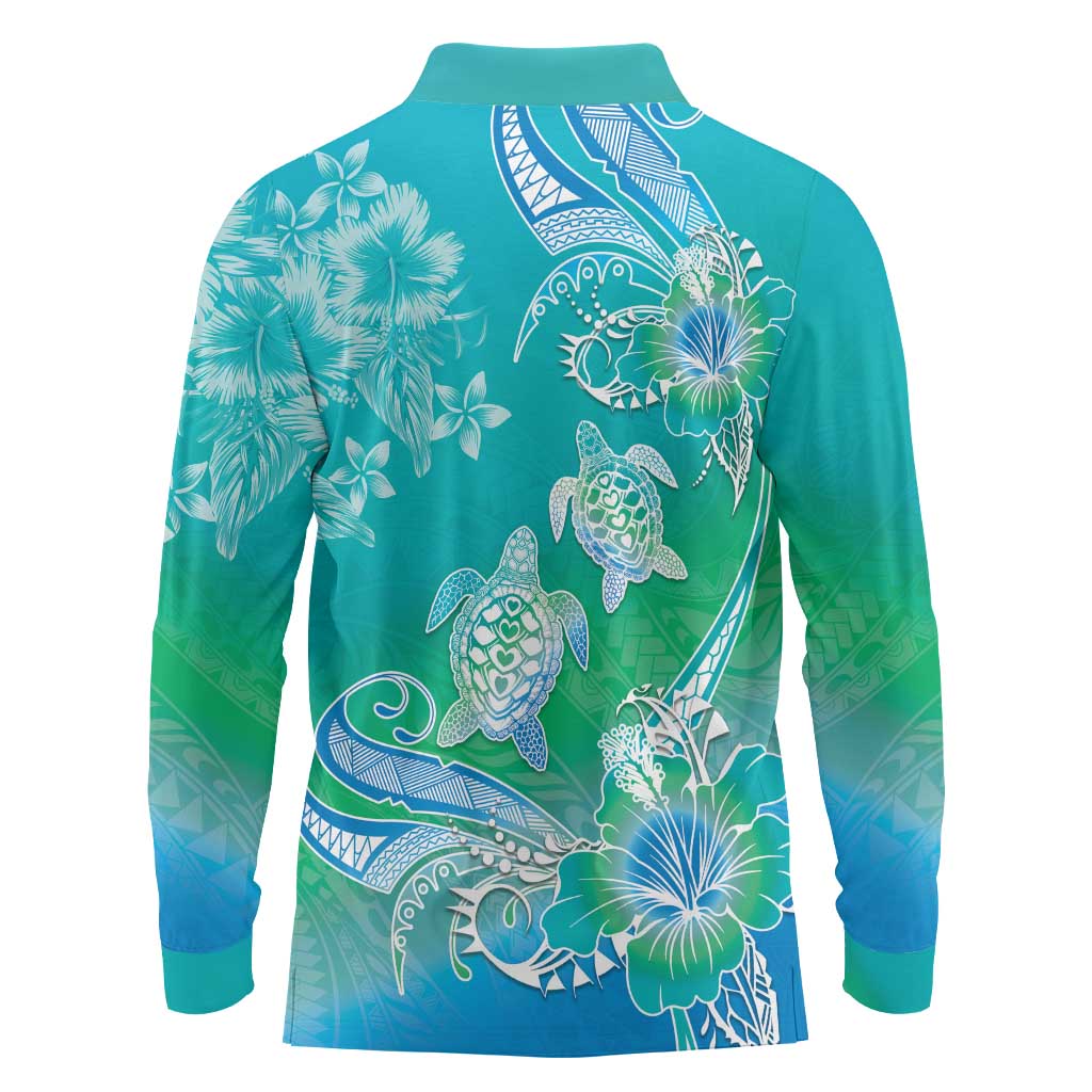 Polynesia Sea Turtle Couple Long Sleeve Polo Shirt I Am Turtley In Love With You LT05 - Polynesian Pride
