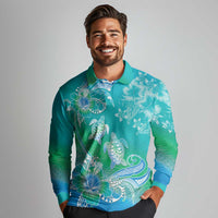 Polynesia Sea Turtle Couple Long Sleeve Polo Shirt I Am Turtley In Love With You LT05 - Polynesian Pride