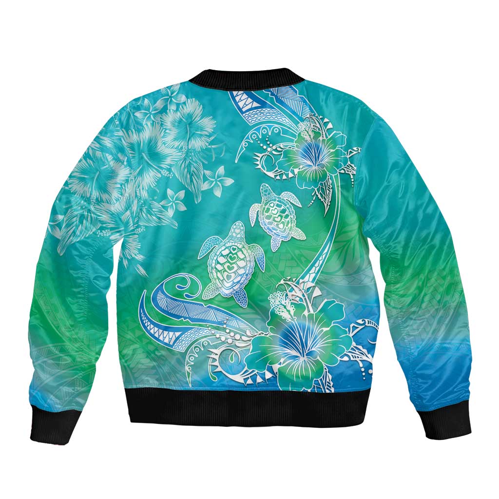 Polynesia Sea Turtle Couple Sleeve Zip Bomber Jacket I Am Turtley In Love With You LT05 - Polynesian Pride