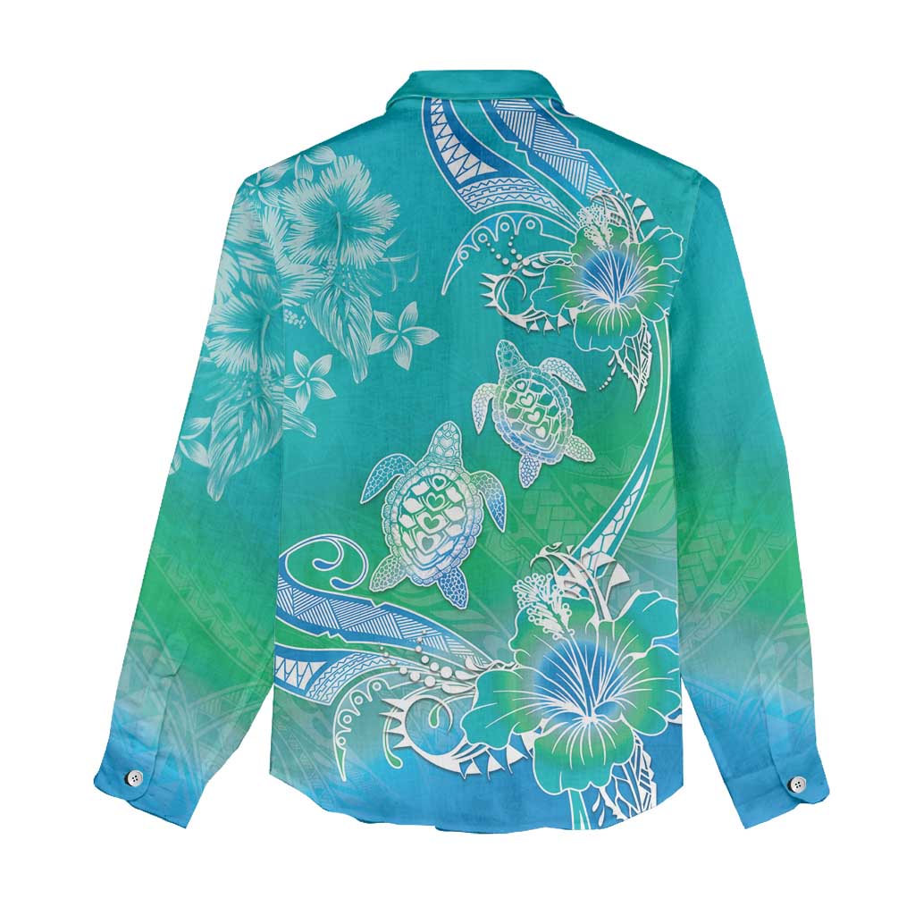 Polynesia Sea Turtle Couple Women Casual Shirt I Am Turtley In Love With You LT05 - Polynesian Pride