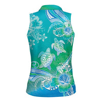 Polynesia Sea Turtle Couple Women Sleeveless Polo Shirt I Am Turtley In Love With You LT05 - Polynesian Pride