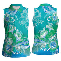 Polynesia Sea Turtle Couple Women Sleeveless Polo Shirt I Am Turtley In Love With You LT05 - Polynesian Pride