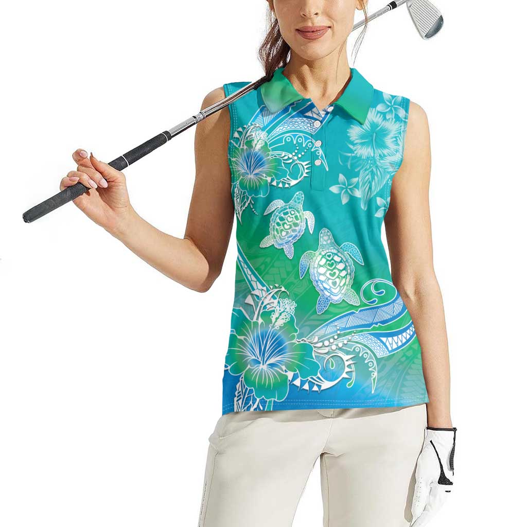 Polynesia Sea Turtle Couple Women Sleeveless Polo Shirt I Am Turtley In Love With You LT05 - Polynesian Pride