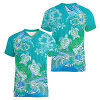 Polynesia Sea Turtle Couple Women V-Neck T-Shirt I Am Turtley In Love With You LT05 - Polynesian Pride
