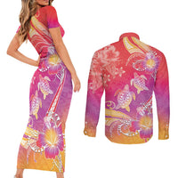 Polynesia Sea Turtle Couple Couples Matching Short Sleeve Bodycon Dress and Long Sleeve Button Shirt One Soul One Love LT05 - Polynesian Pride