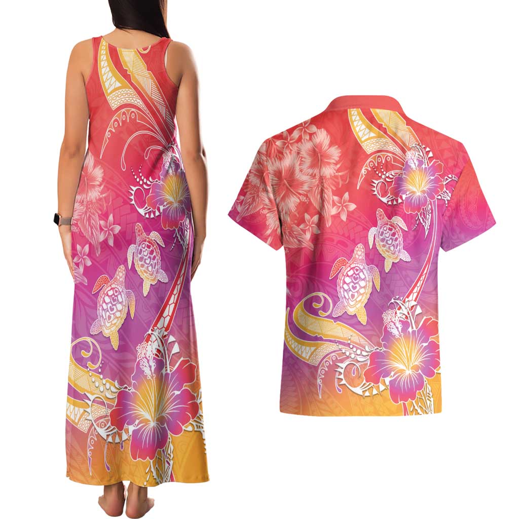 Polynesia Sea Turtle Couple Couples Matching Tank Maxi Dress and Hawaiian Shirt One Soul One Love LT05 - Polynesian Pride