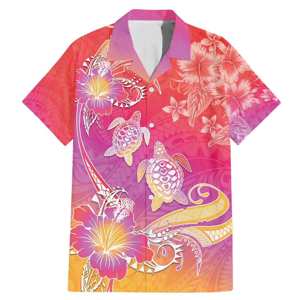 Polynesia Sea Turtle Couple Family Matching Mermaid Dress and Hawaiian Shirt One Soul One Love LT05 Dad's Shirt - Short Sleeve Red - Polynesian Pride