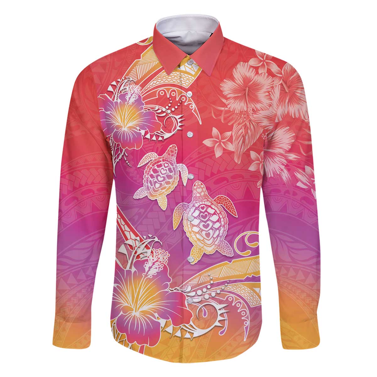 Polynesia Sea Turtle Couple Family Matching Off The Shoulder Long Sleeve Dress and Hawaiian Shirt One Soul One Love LT05 - Polynesian Pride