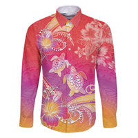Polynesia Sea Turtle Couple Family Matching Off The Shoulder Long Sleeve Dress and Hawaiian Shirt One Soul One Love LT05 - Polynesian Pride
