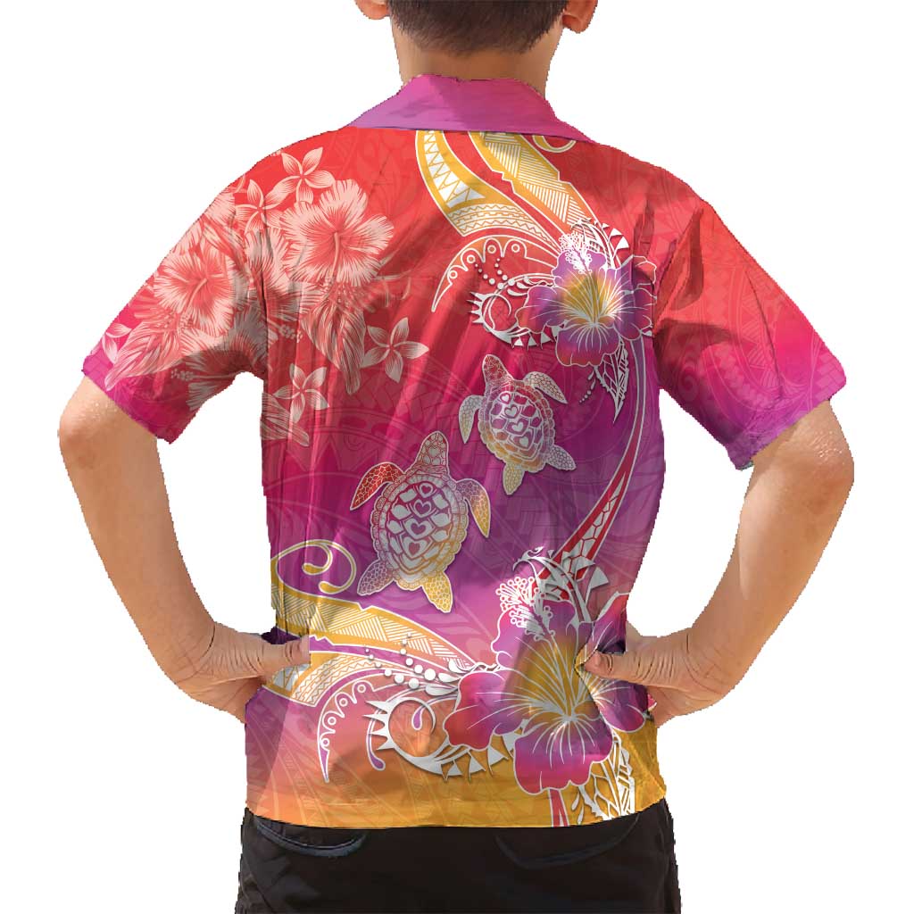 Polynesia Sea Turtle Couple Family Matching Off Shoulder Short Dress and Hawaiian Shirt One Soul One Love LT05 - Polynesian Pride